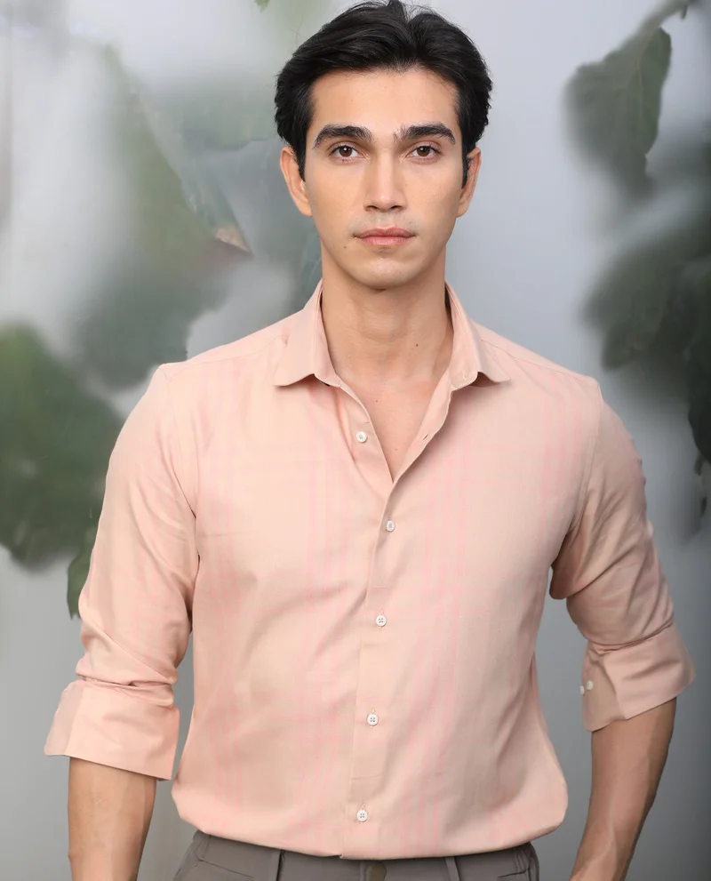 Rare Rabbit Rare Rabbit Men's Carnet Dusky Pink Cotton Polyester Fabric Full Sleeves Checks Shirt