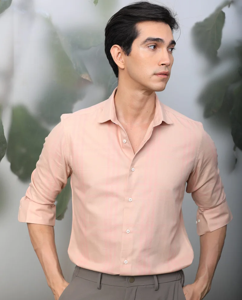 Rare Rabbit Rare Rabbit Men's Carnet Dusky Pink Cotton Polyester Fabric Full Sleeves Checks Shirt