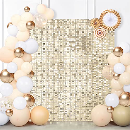 LuoluoHouse Shimmer Wall Backdrop Christmas Shimmer Wall Panels Light Gold Glitter Photo Background Backdrops for Birthday Decorations Anniversary Wedding Engagement,Pack of 24 - Image 1