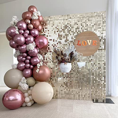 LuoluoHouse Shimmer Wall Backdrop Christmas Shimmer Wall Panels Light Gold Glitter Photo Background Backdrops for Birthday Decorations Anniversary Wedding Engagement,Pack of 24 - Image 5