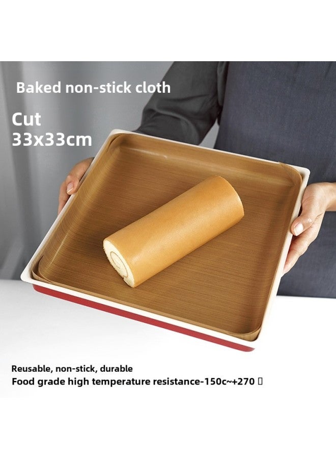 Tailored Reusable Non-stick High Temperature Resistant Oilcloth Dissolved Bean Cake Roll Baking Pan Pad Household Oven 28cm Thickened-Specifications:38*38cm Folded Linoleum ] - Image 1