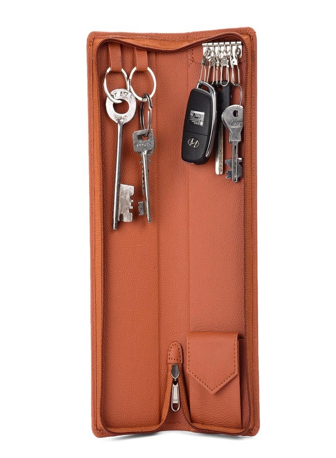 Essart Sarvika Collection 32.50cm Pack of 2 PU Leather Key Case Wallet Keychain Men & Women Key Pouch Holder, Durable Bank Locker Key Pouch (Black:Brown) - Image 2