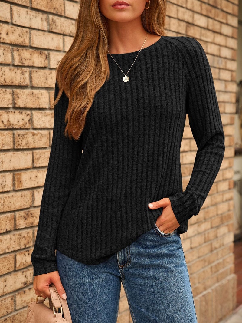 AUTOMET Womens Long Sleeve Shirts Fall Fashion Tops Crewneck Dressy Sweaters Tunic Winter Clothes Casual Outfits Black M - Image 2