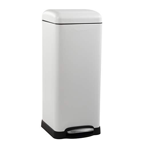 happimess HPM1007A Betty Retro 8Gallon StepOpen Trash Can with SoftClose Lid Fingerprint Resistant Modern Minimalistic for Home Kitchen Laundry Room Office Bedroom Bathroom White