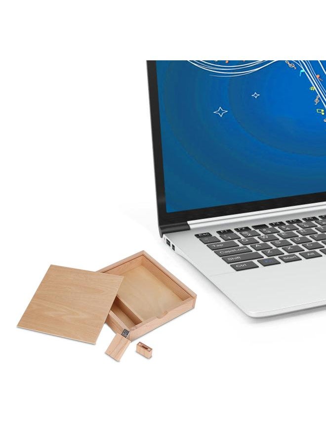 Thoraya - Square Maple Portable Drive Storage Wood Box USB2.0 Flash Memory U Disk 64G - Image 1