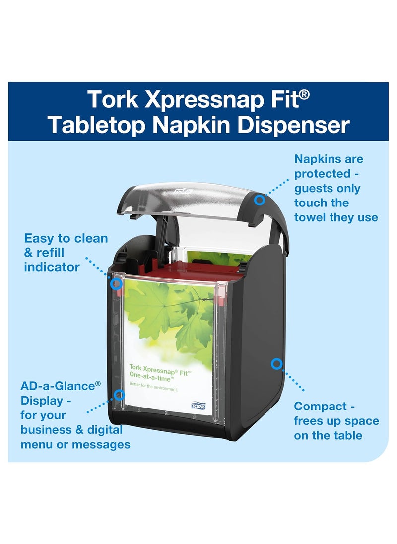Tork Tork Xpressnap Fit Tabletop Napkin Dispenser Black N14 Signature Range Oneatatime Dispensing 67 x 44 x 56 7232000 x4  - Image 2