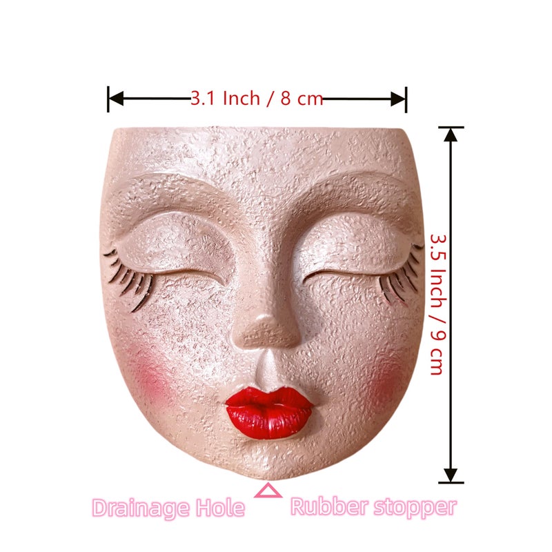 EylbKey Handcrafted Head Planter Pot Lady Face Planters Cute Flower Pot for Succulent Funny Resin Head Face Planter with Drainage â€‹Lightweight Brown 1Pack - Image 2