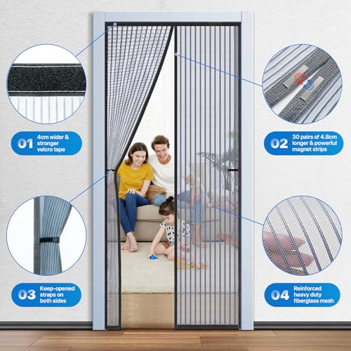 Loviga Heavy Duty Door Screen Magnetic Closure, LOVIGA Thickened Fiberglass Screen Door Mesh, Self Sealing, Tear Resistant, Easy Assemble, Fine Mesh Keep Bugs Out Fit Door Size 38 Inch X 82 Inch - Image 3