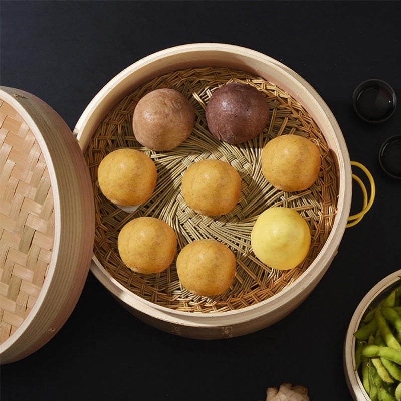 20cm Round Steamer Basket Set for Dumplings Vegetables And Seafood - Image 3