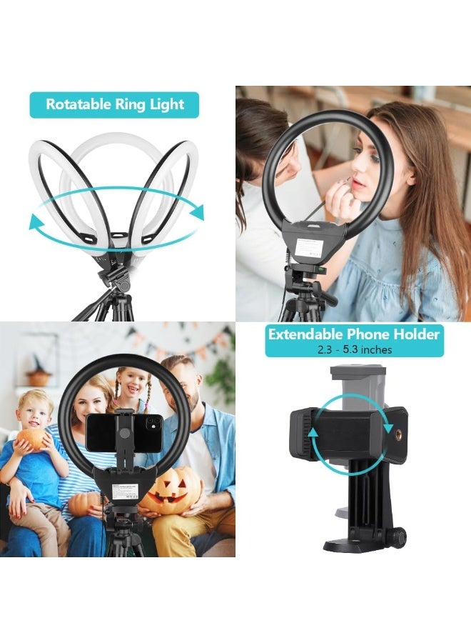 ANDOER 10" LED Ring Light with Tripod Stand & Phone Holder, Dimmable Multicolor Selfie Ring Light with Remote Shutter, Adjustable Desktop Tripod for TikTok, YouTube, Makeup, Zoom, Photography, Video Recording - Image 3