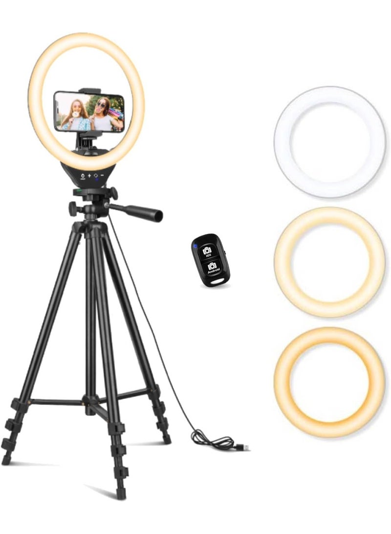 ANDOER 10" LED Ring Light with Tripod Stand & Phone Holder, Dimmable Multicolor Selfie Ring Light with Remote Shutter, Adjustable Desktop Tripod for TikTok, YouTube, Makeup, Zoom, Photography, Video Recording - Image 5