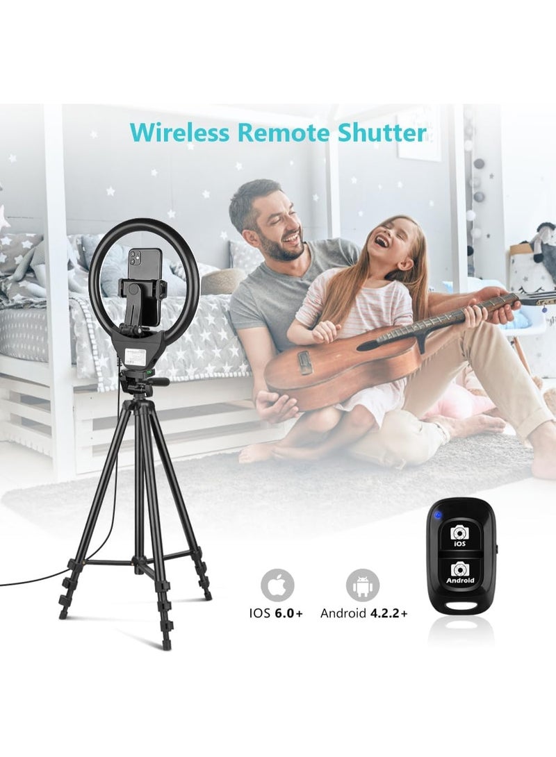 ANDOER 10" LED Ring Light with Tripod Stand & Phone Holder, Dimmable Multicolor Selfie Ring Light with Remote Shutter, Adjustable Desktop Tripod for TikTok, YouTube, Makeup, Zoom, Photography, Video Recording - Image 1