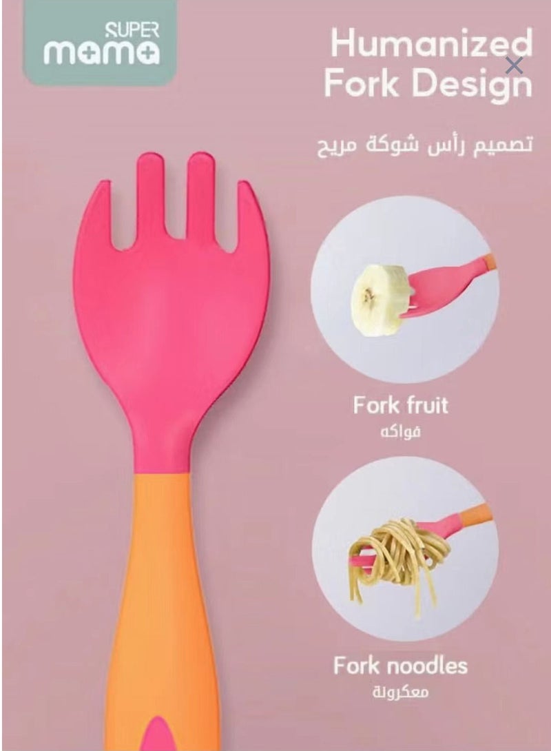 SUPERMAMA ملاعق تدريب سيليكون للأطفال الرضع والأطفال الصغار في المرحلة الأولى، أدوات تغذية متينة للفطام - Image 2