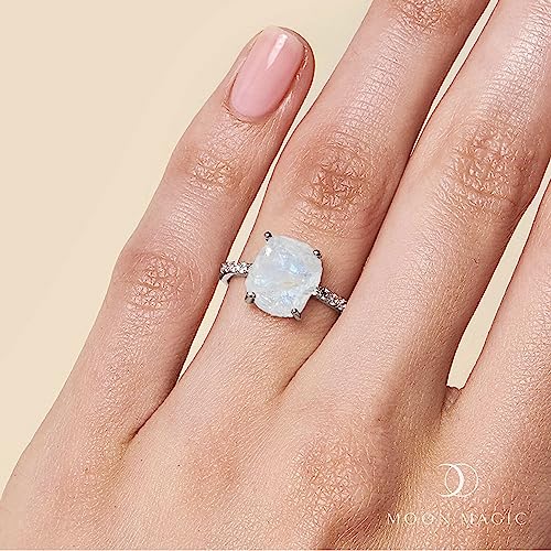 Moon Magic | Authentic Rainbow Moonstone Ring | Amethyst, Rose Quartz, Aquamarine, Moonstone Rings for women | Real 925 Sterling Silver | 18K Rose Gold Raw Crystal Rings for Women | Genuine Jewelry - Image 2