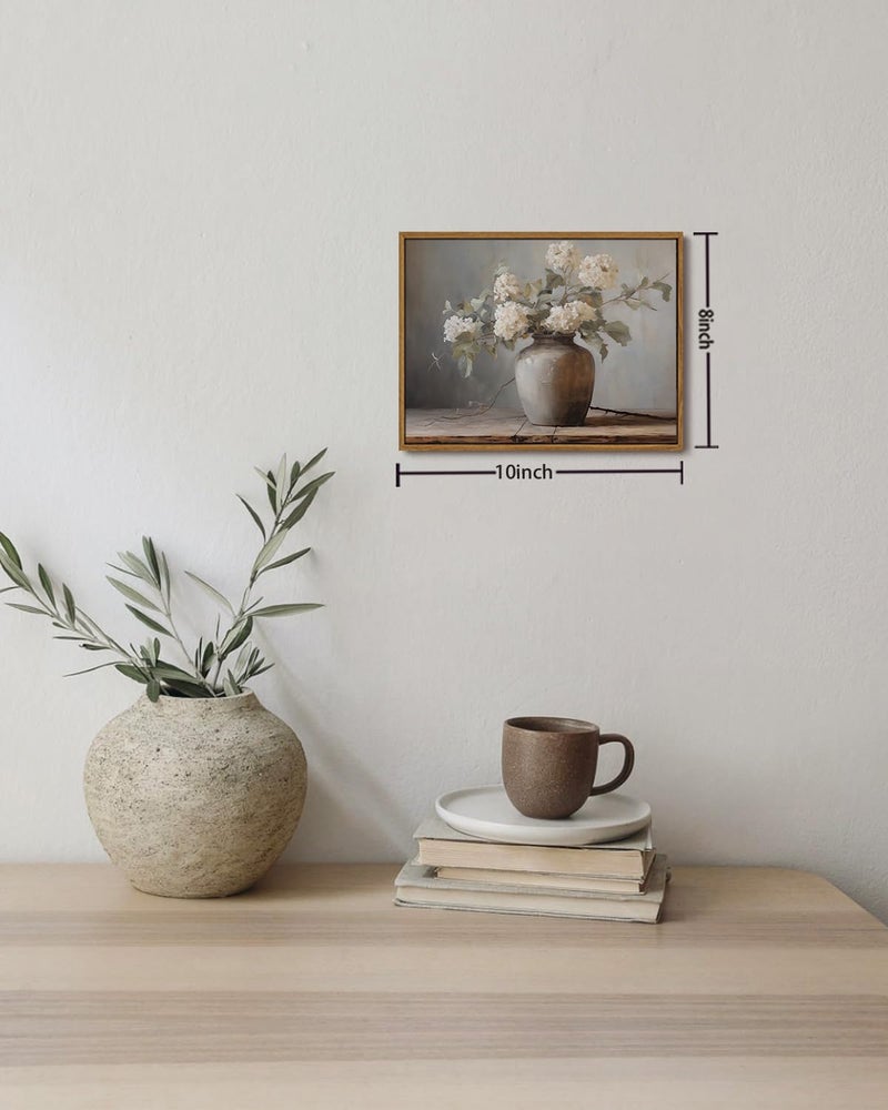 KISSFOX Framed Wall Art Vintage Wall Decor Floral Canvas Art Hydrangea Pictures Botanical Paintings Still Life Artwork Farmhouse Prints For Bedroom Living Room Kitchen - Image 3