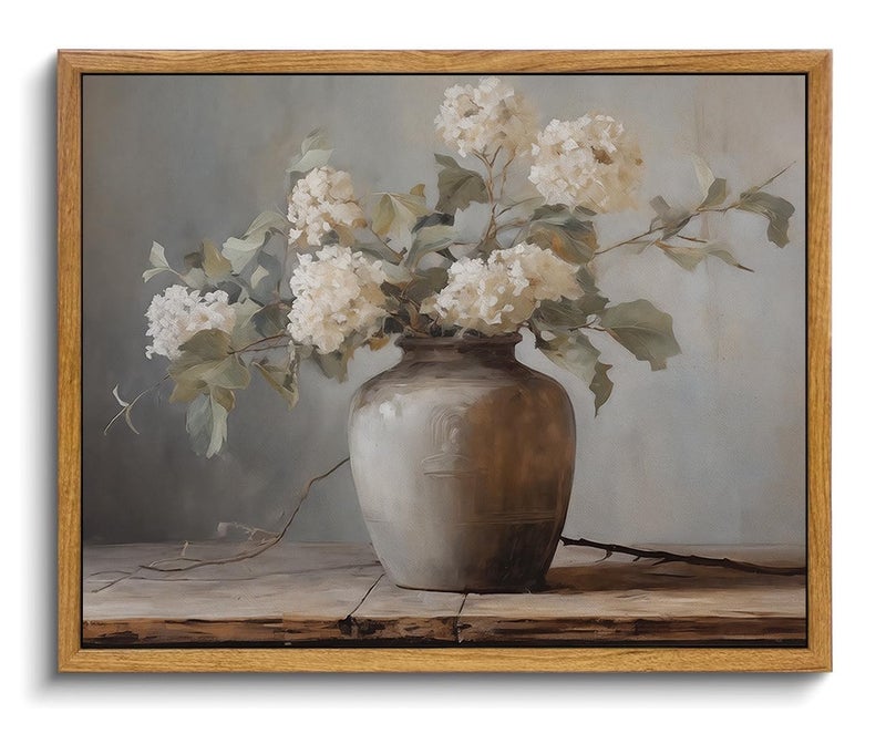 KISSFOX Framed Wall Art Vintage Wall Decor Floral Canvas Art Hydrangea Pictures Botanical Paintings Still Life Artwork Farmhouse Prints For Bedroom Living Room Kitchen - Image 1
