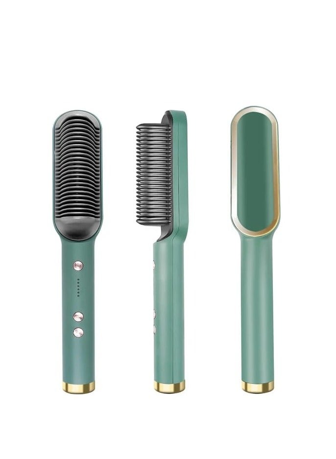 Hair Straightener Brush, Hair Straightening Iron Built with Comb, Fast Heating & 5 Temp Settings & Anti-Scald, Perfect for Professional Salon at Home Hair Styler - Image 1