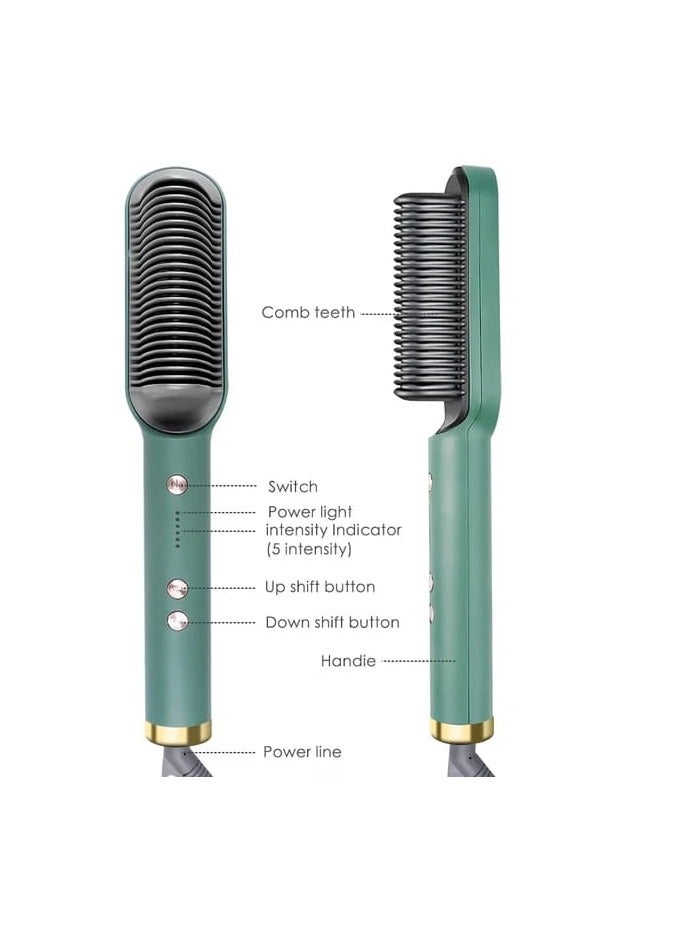 Hair Straightener Brush, Hair Straightening Iron Built with Comb, Fast Heating & 5 Temp Settings & Anti-Scald, Perfect for Professional Salon at Home Hair Styler - Image 2