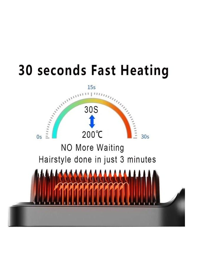 Hair Straightener Brush, Hair Straightening Iron Built with Comb, Fast Heating & 5 Temp Settings & Anti-Scald, Perfect for Professional Salon at Home Hair Styler - Image 4