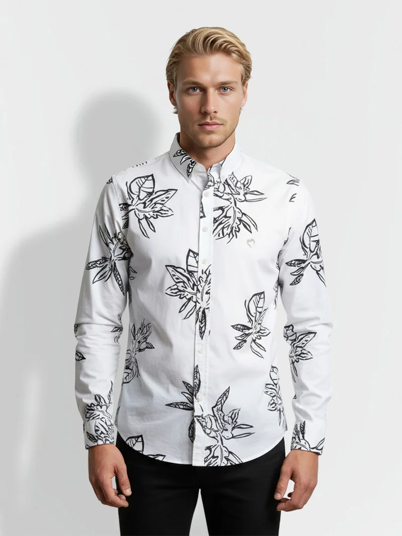 Being Human Men Slim Fit Floral Printed Casual Shirt