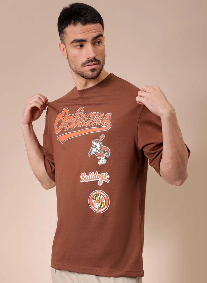 ذا انديان كراج كو Men Boxy Oversized Graphic Back Printed Round Neck Tshirt