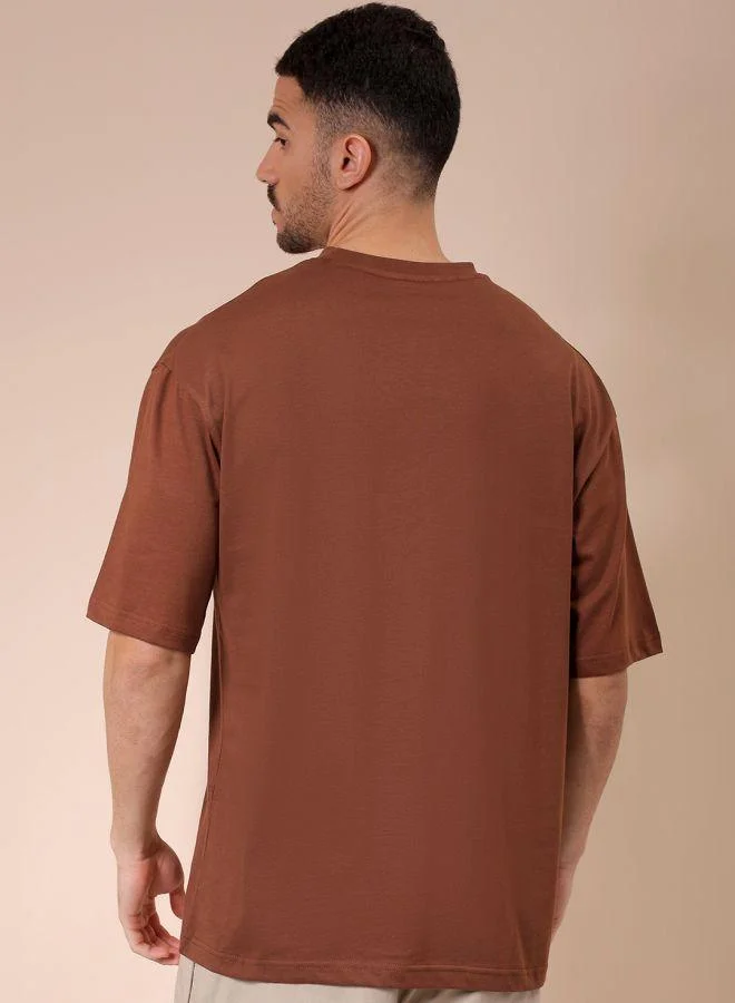 ذا انديان كراج كو Men Boxy Oversized Graphic Back Printed Round Neck Tshirt