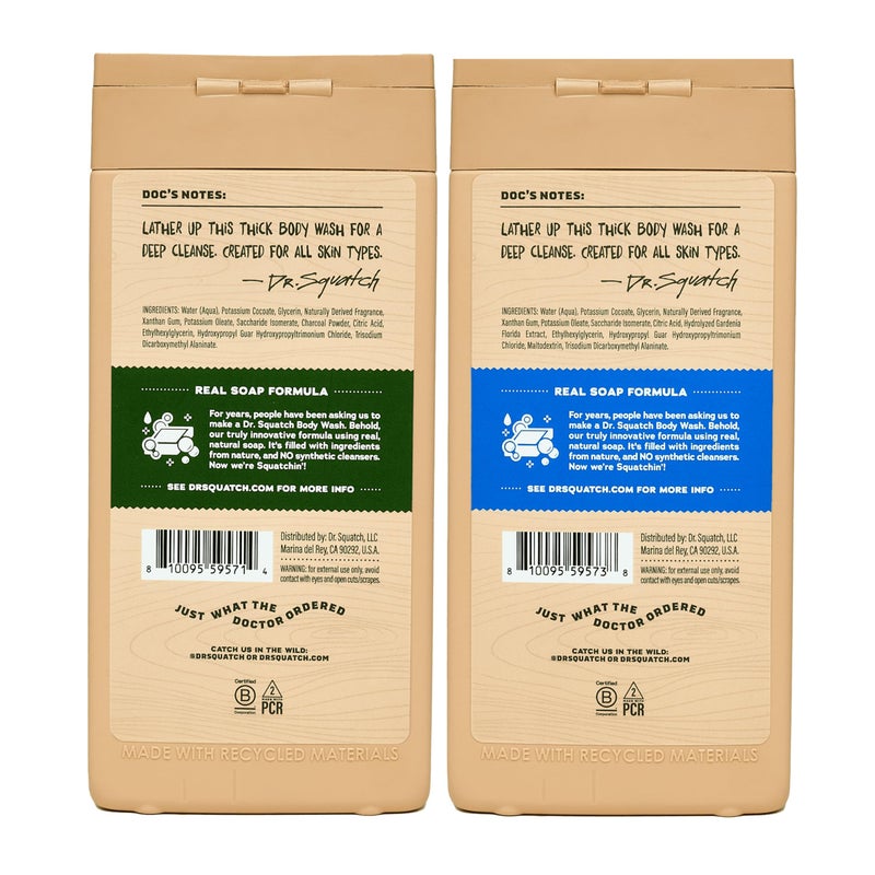 Dr. Squatch NEW Body Wash for Men with Nourishing, Natural Ingredients | No Paraben, Phthalate, Sulfate | All Day Moisture | Long Lasting Scent | Pine Tar & Fresh Falls (14 oz, 2-Pack) - Image 2