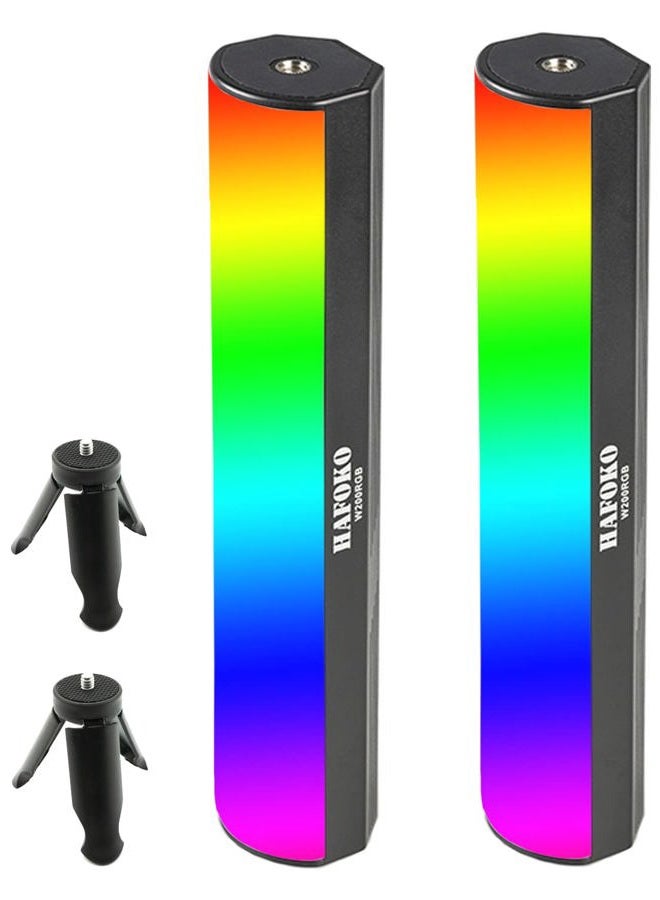 HAFOKO 2PACK W200 Handheld RGB Light Wand Video LED Lighting Handheld Light Photography Light Vlog w Magnetic CRI95+ 2500K-9000K Built-in Battery 3000mAh Compatible with Vlogging YouTube Living - Image 1
