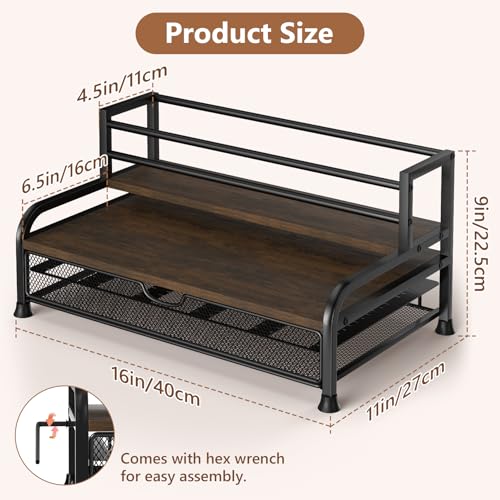 PONEYA Coffee Syrup Rack Organizer, 3-Tier 8 Bottles Syrup Rack with Pod Holder Drawer for Nespresso Pods, Holds up to 30 Big or 40 Small Capsules, Countertop Coffee Bar Organizer for Kitchen Cafe - Image 4