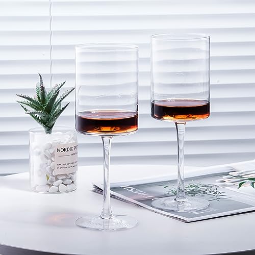 BACLIFE Wine Glasses Set of 4 - Hand Blown wine glass 15oz in Gift Packaging - Large White Wine Glass on Long Stem - Unique Modern Shape - For Wedding, Anniversary, Mother’s Day - Image 4