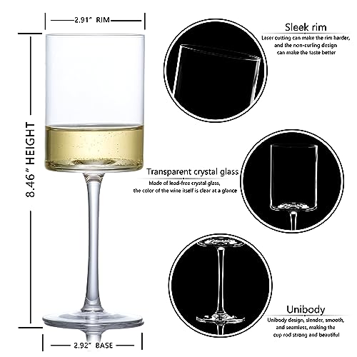 BACLIFE Wine Glasses Set of 4 - Hand Blown wine glass 15oz in Gift Packaging - Large White Wine Glass on Long Stem - Unique Modern Shape - For Wedding, Anniversary, Mother’s Day - Image 3