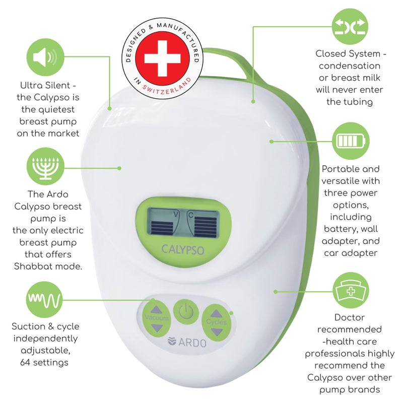 Ardo Calypso Double Plus Electric Breast Pump Set - Quiet, Swiss Made Breast Pump with 64 Settings - Closed System Hospital Grade Breastfeeding Pump with Bottles, Breast Shells & Essentials Included - Image 2