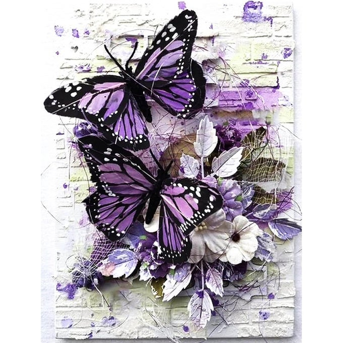 BUTTERFLY DIAOMND PAINTING KITS FOR ADULTS DIY 5D ROUND FULL DRILL BUTTERFLY FLOWERS DIAMOND ART ADULT DIAMOND PAINTING VERY SUITABLE FOR HOME LEISURE AND WALL DECORATION 118X157 INCHES