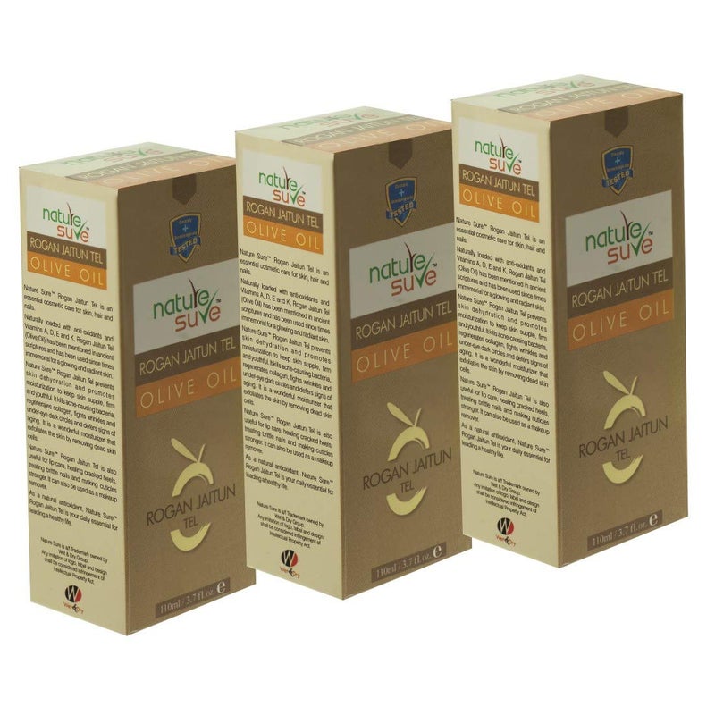 Nature Sure Rogan Jaitun Tail Olive Oil for skin hair and nails 3 Packs 110ml Each - Image 1