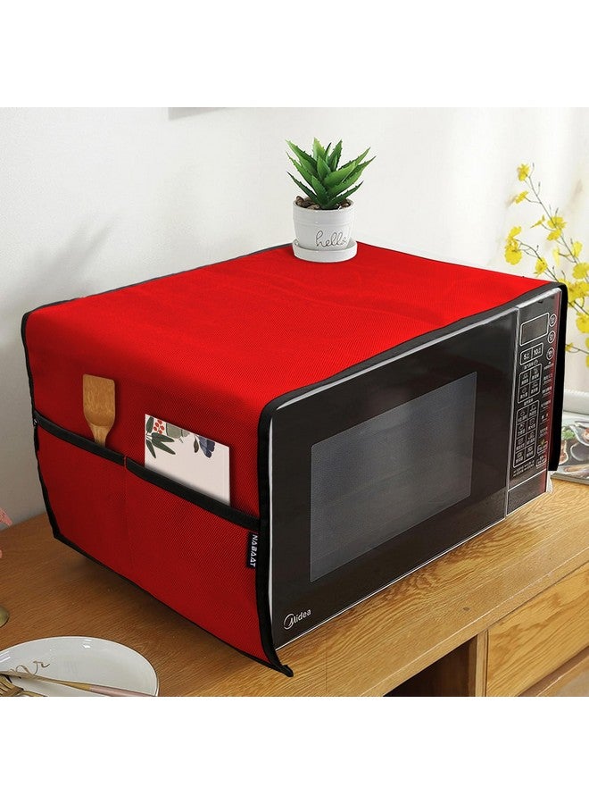 NABAAT Microwave Oven Cover for Kitchen Decor Durable Dustproof Waterproof Modern Design with 4 Side Pockets for Kitchen Accessories - 100 x 35cm (Red) - Image 1