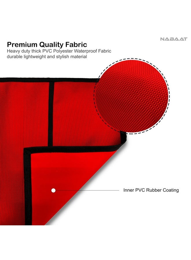 NABAAT Microwave Oven Cover for Kitchen Decor Durable Dustproof Waterproof Modern Design with 4 Side Pockets for Kitchen Accessories - 100 x 35cm (Red) - Image 2