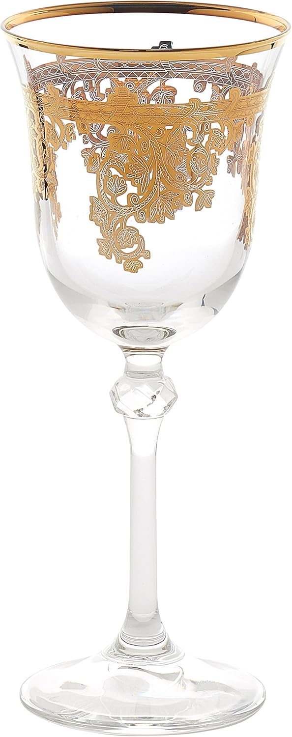 Lorren Home Trends Lorren Home Trends Royal Set of 4 Embellished 24K Gold Crystal White Wine GobletsMade in Italy One Size Clear  - Image 1
