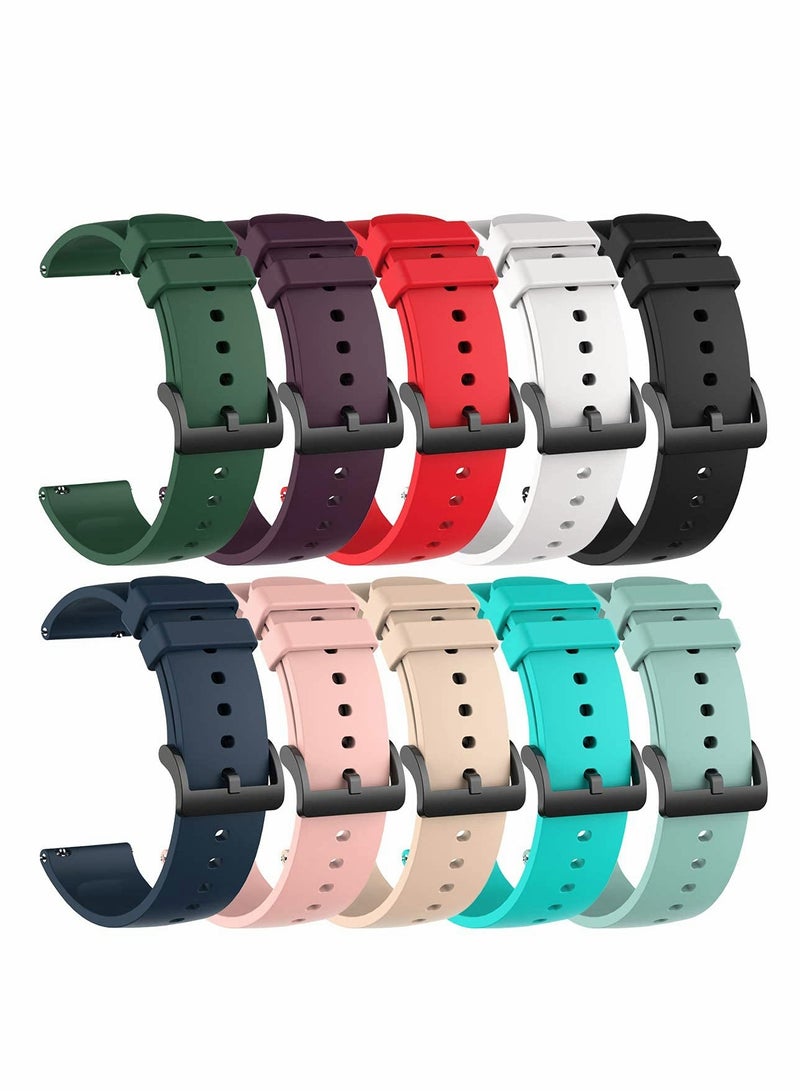 Excefore 10 Pack Bands Compatible with Amazfit GTS/GTS2/GTS 3/GTS 2e/GTS 2 mini, 20MM Silicone Band Replacement Quick Release Watch Straps for Amazfit Bip U Pro/Bip/Bip Lite/Bip S/Bip S lite/Bip U - Image 1