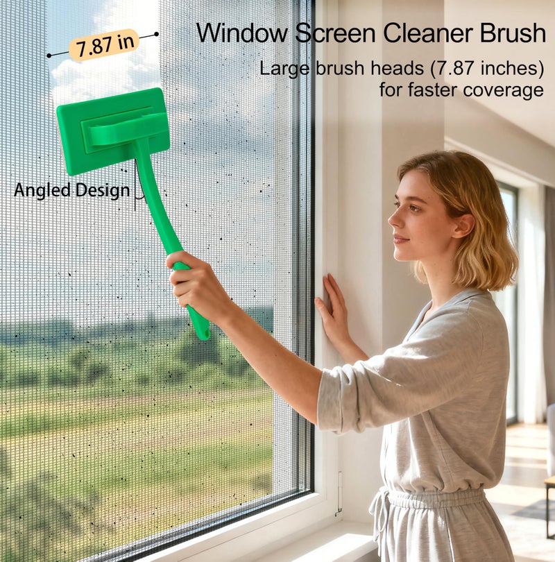 MyLifeUNIT 2 Packs Mesh Screen Cleaner, Detachable Window Screen Cleaning Brush, Window Screen Cleaners Tool with Wet and Dry Dual-Use - Image 2