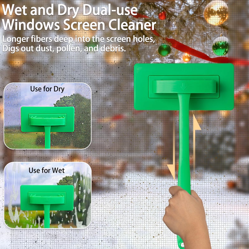 MyLifeUNIT 2 Packs Mesh Screen Cleaner, Detachable Window Screen Cleaning Brush, Window Screen Cleaners Tool with Wet and Dry Dual-Use - Image 3