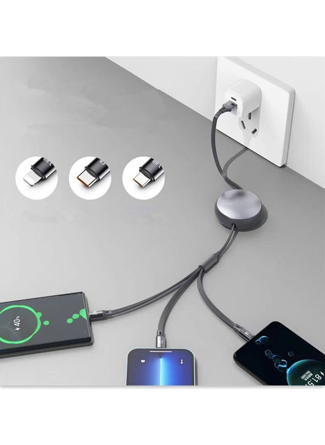 Generic - 100W Multi Charging Cable 6A, Retractable Multi Charging Cord 3 in 1 Fast Charger Cord, Multi Charger Adapter with Lightning/Type C/Micro USB Ports for Cell Phones/iPhone/PS/Tablets and More - Image 1
