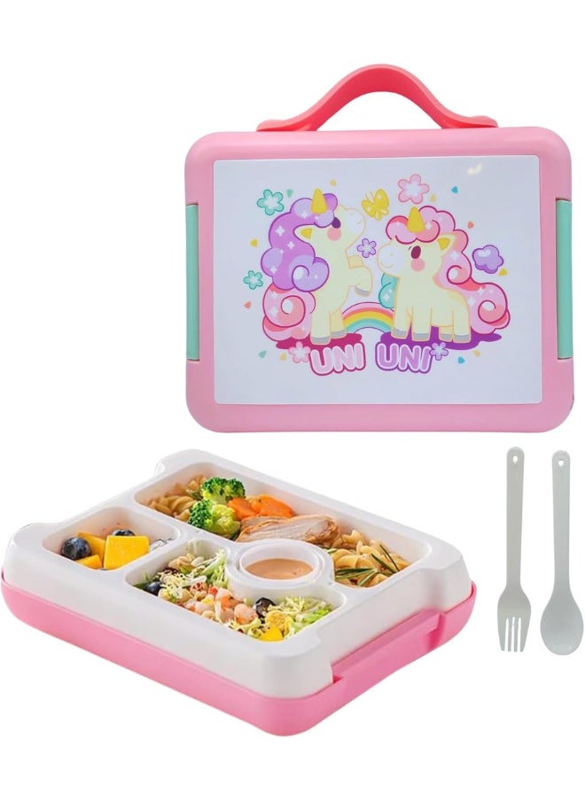 Twisoo - Twisoo Kids Dino Bento Box - 4 Compartments, Leak-Proof, BPA-Free, Portable with Handle, Dishwasher Safe, Tiffany ( Unicorn) - Image 1