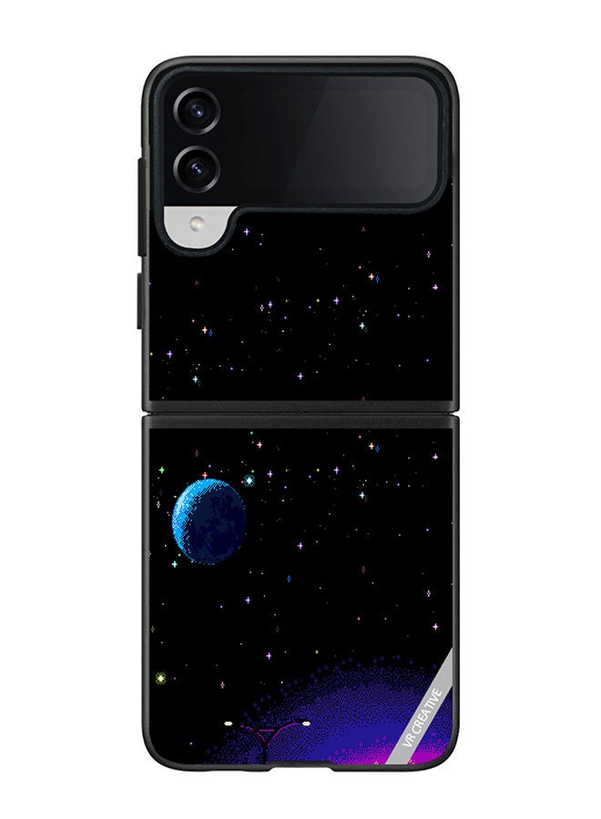 VR CREATIVE Protective Case Cover For Samsung Galaxy Z Flip4 8-Bit Pixel Galaxy Design Multicolour - Image 1