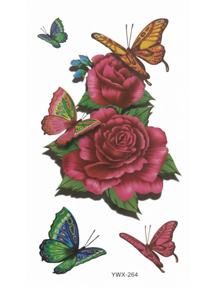 تاتو مؤقت شكل ورد وفراشات بتصميم جميل وجذاب - Image 1