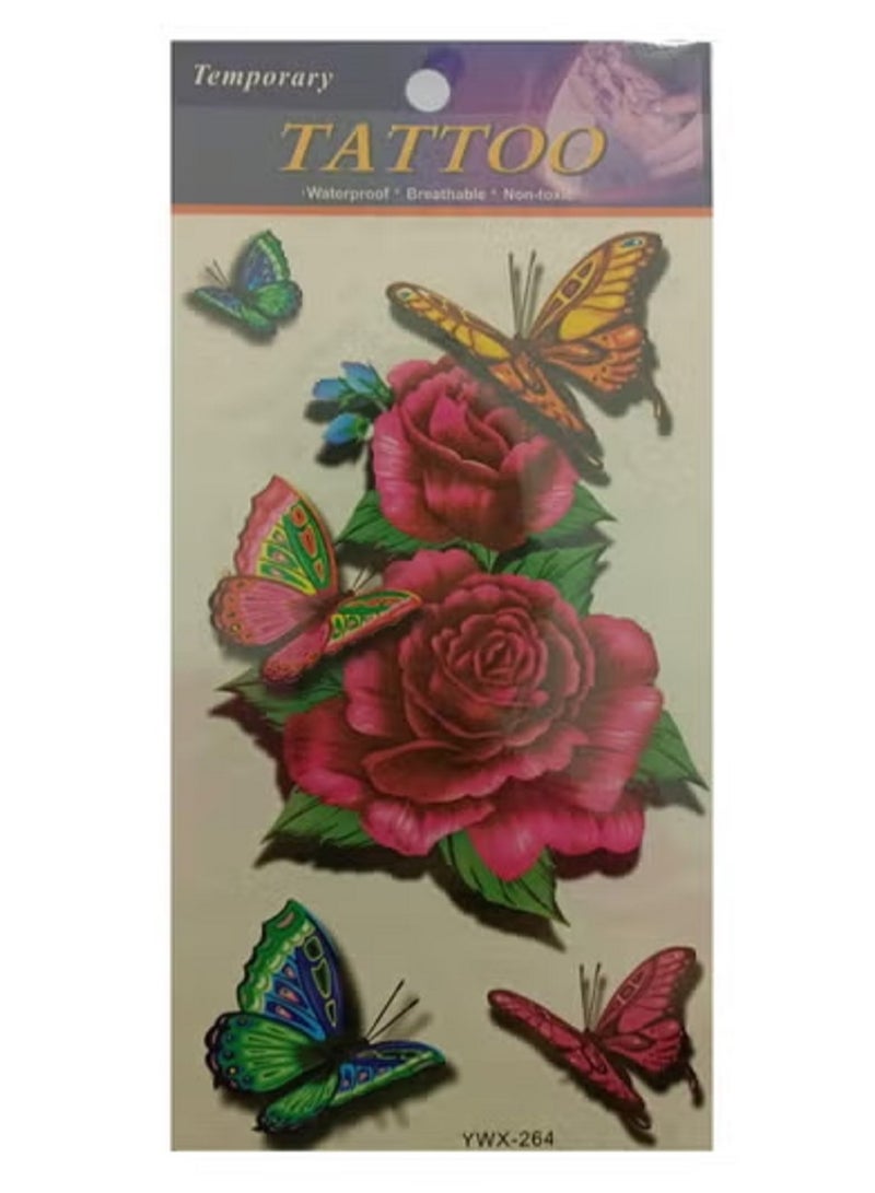 تاتو مؤقت شكل ورد وفراشات بتصميم جميل وجذاب - Image 2