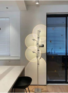 شاربدو مصباح أرضي LED متعدد الاستخدامات من Nordic مكون من 5 مصابيح زجاجية مرنة ومصابيح قراءة لديكور المنزل لغرفة المعيشة وغرفة النوم والمكتب أسود 40x20x158 سنتيمتر  - Image 2