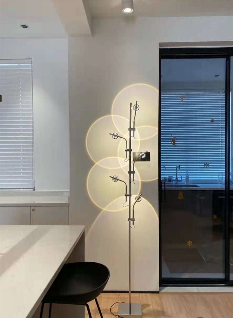 شاربدو مصباح أرضي LED متعدد الاستخدامات من Nordic مكون من 5 مصابيح زجاجية مرنة ومصابيح قراءة لديكور المنزل لغرفة المعيشة وغرفة النوم والمكتب أسود 40x20x158 سنتيمتر - Image 2