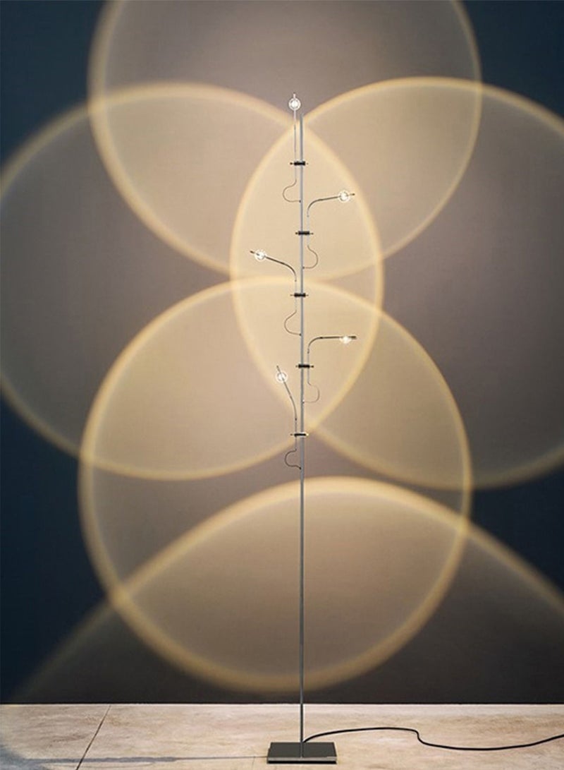 شاربدو مصباح أرضي LED متعدد الاستخدامات من Nordic مكون من 5 مصابيح زجاجية مرنة ومصابيح قراءة لديكور المنزل لغرفة المعيشة وغرفة النوم والمكتب أسود 40x20x158 سنتيمتر - Image 3