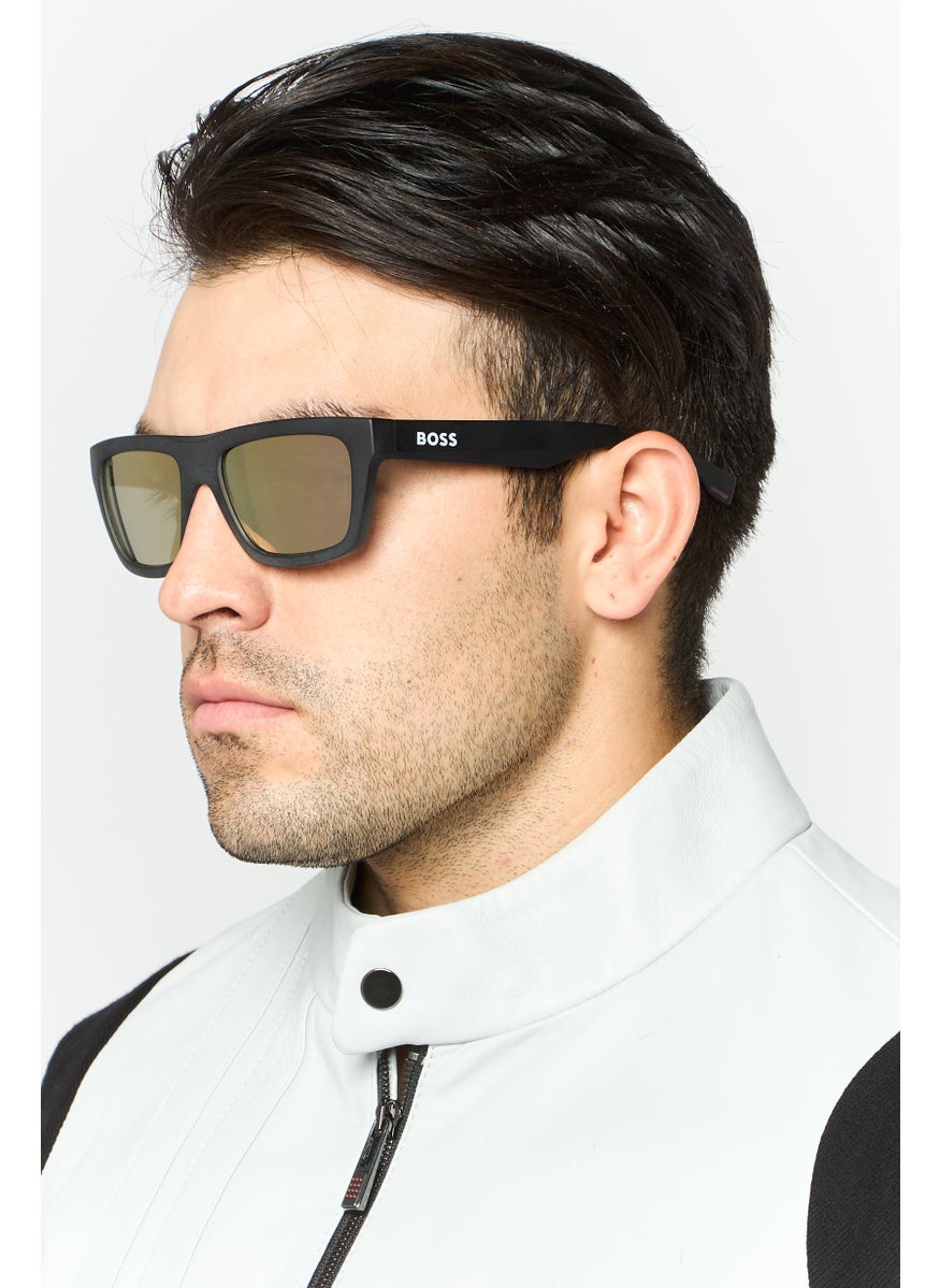 BOSS Men BOSS 1450/S Rectangular UV Protection Sunglasses, Black  - Image 2