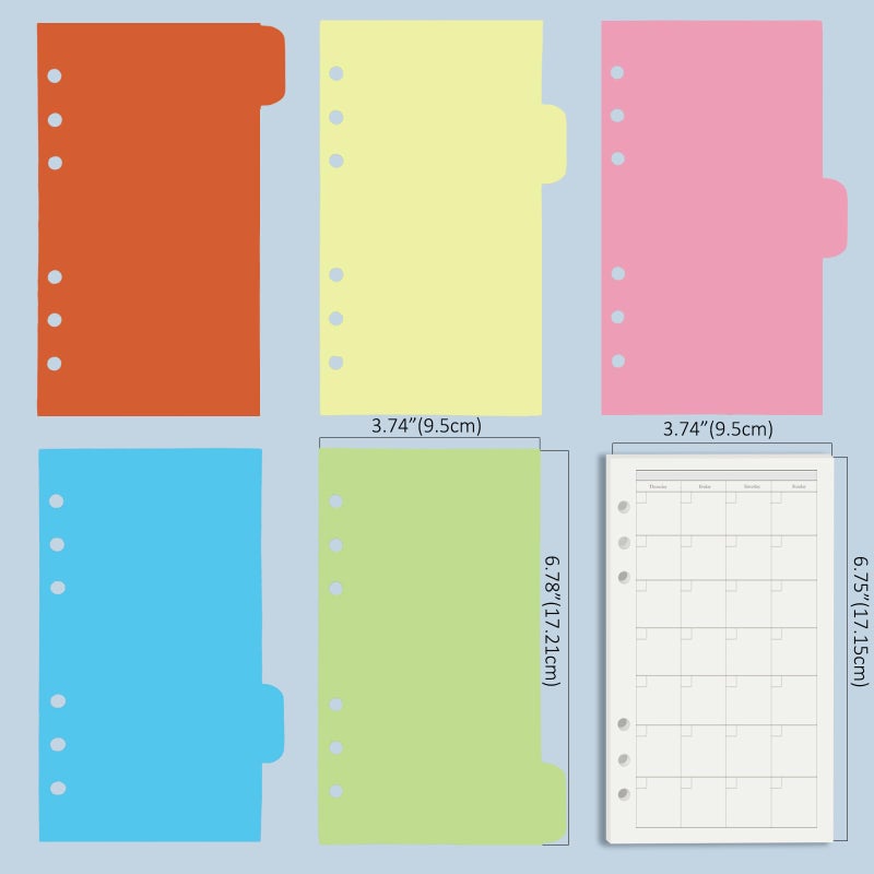 Harphia A6 6 Holes Binder Refill Value Set, 90Sheets Monthly Planner Insert, 5 Sheets Divider Paper, Today ruler With Inch Unit, Translucent Zipper Bag, Pvc Card Bag, 200Pcs Colorful Index Stickers - Image 4
